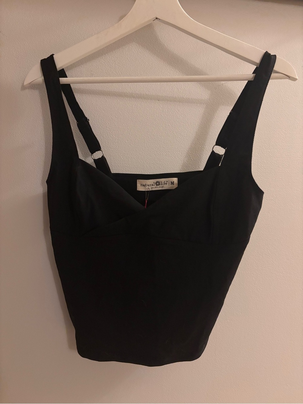 NATURAL LIFE Black Adjustable-Strap Tank Top-NWT